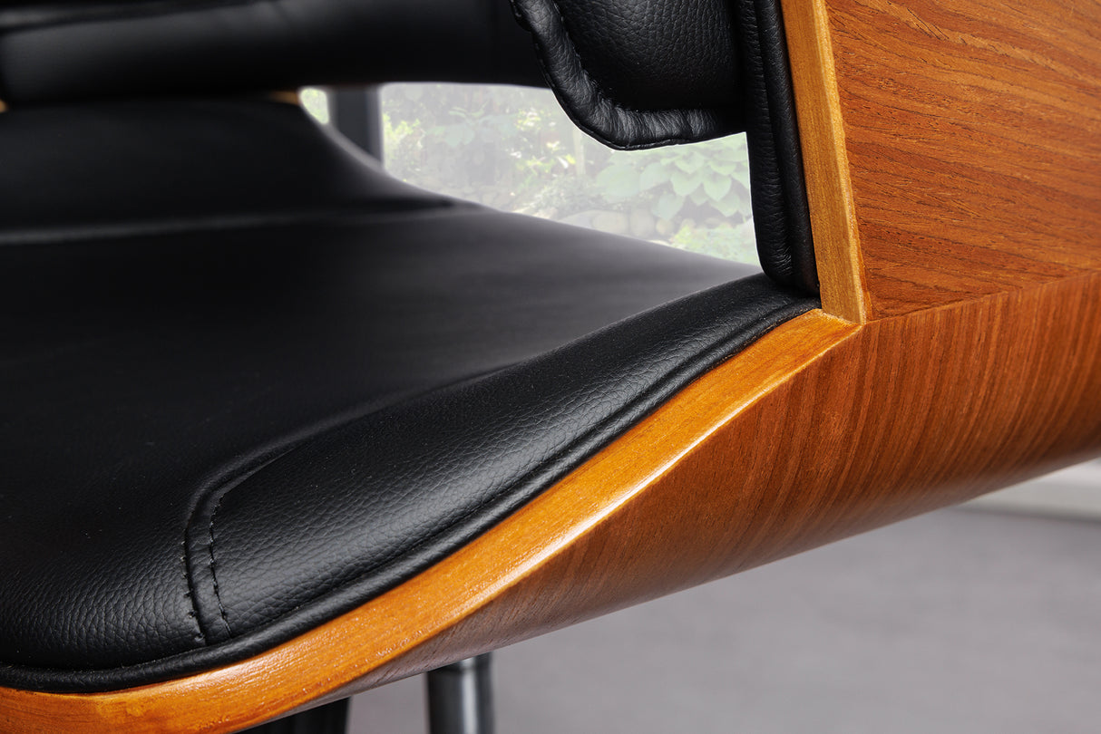 Office chair MANHATTAN 44-54cm rotatable artificial leather black and walnut wood