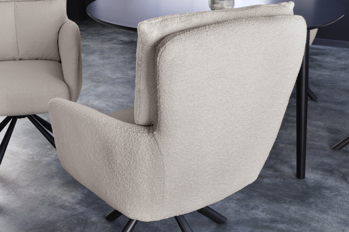 Drehstuhl BIG GEORGE 360° mit Armlehnen Bouclé beige