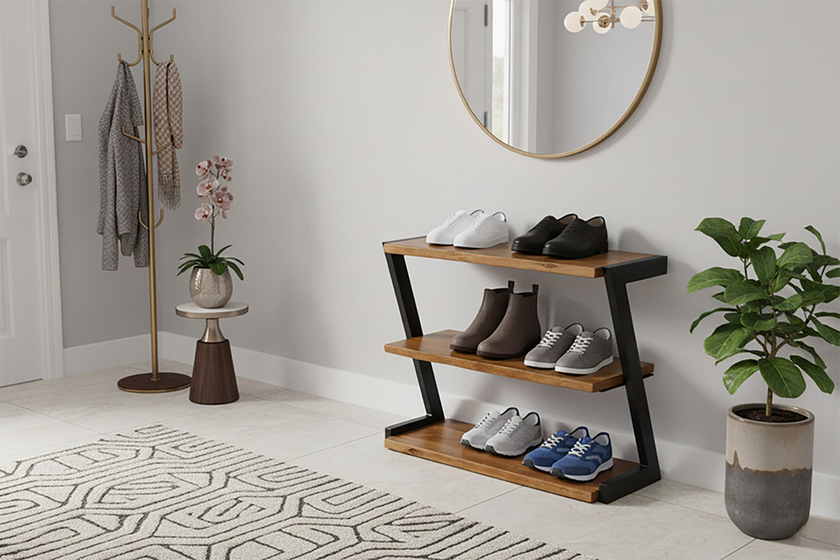 Schuhregal MAMMUT 75cm Akazienholz braun honigfarben lackiert