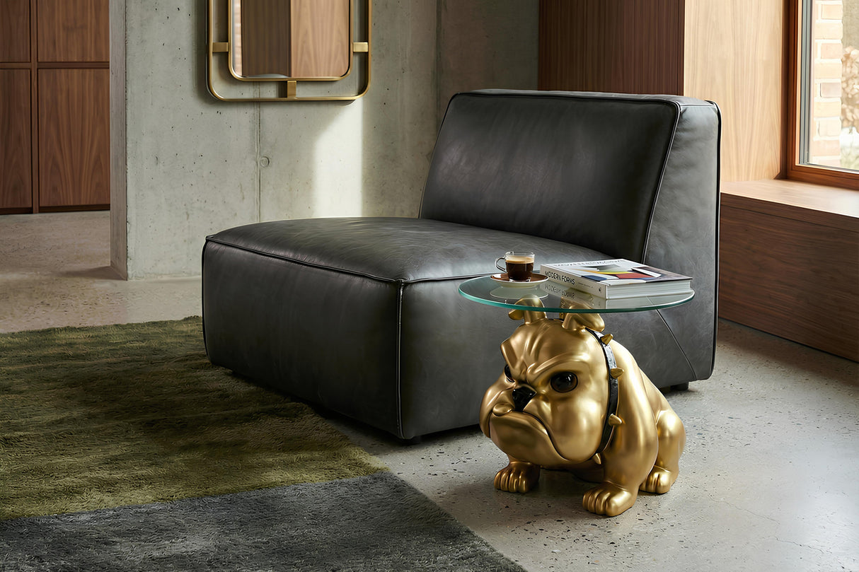 Coffee table BULLDOG 55cm glass gold
