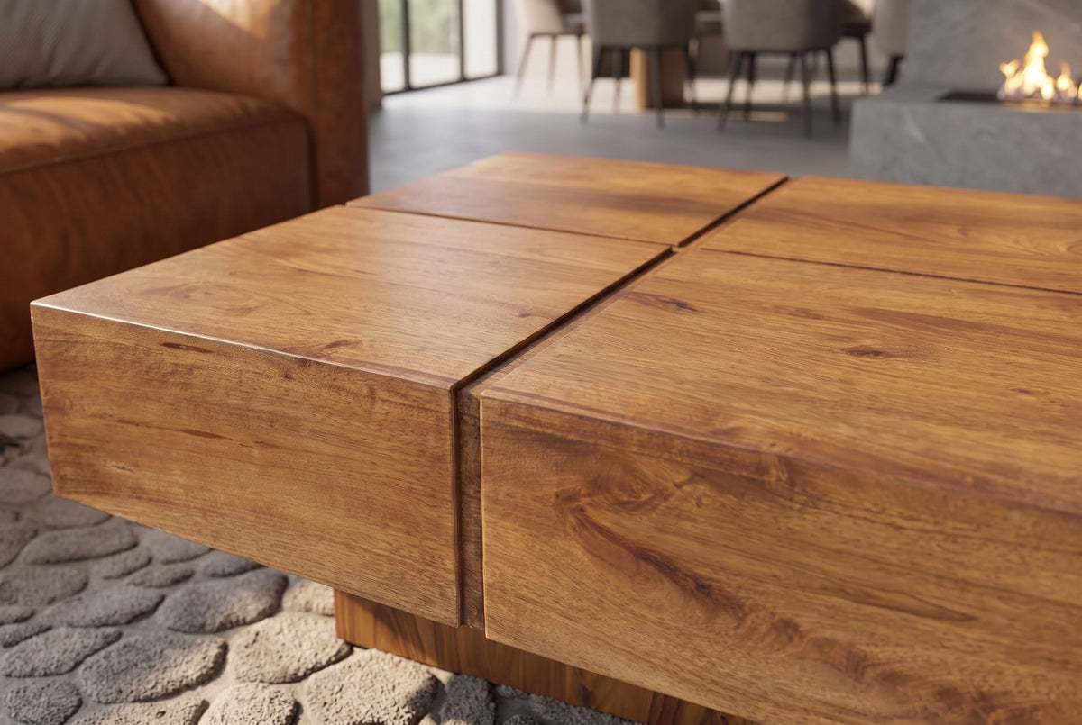 Coffee table BOLT 70cm mango wood brown honey finish