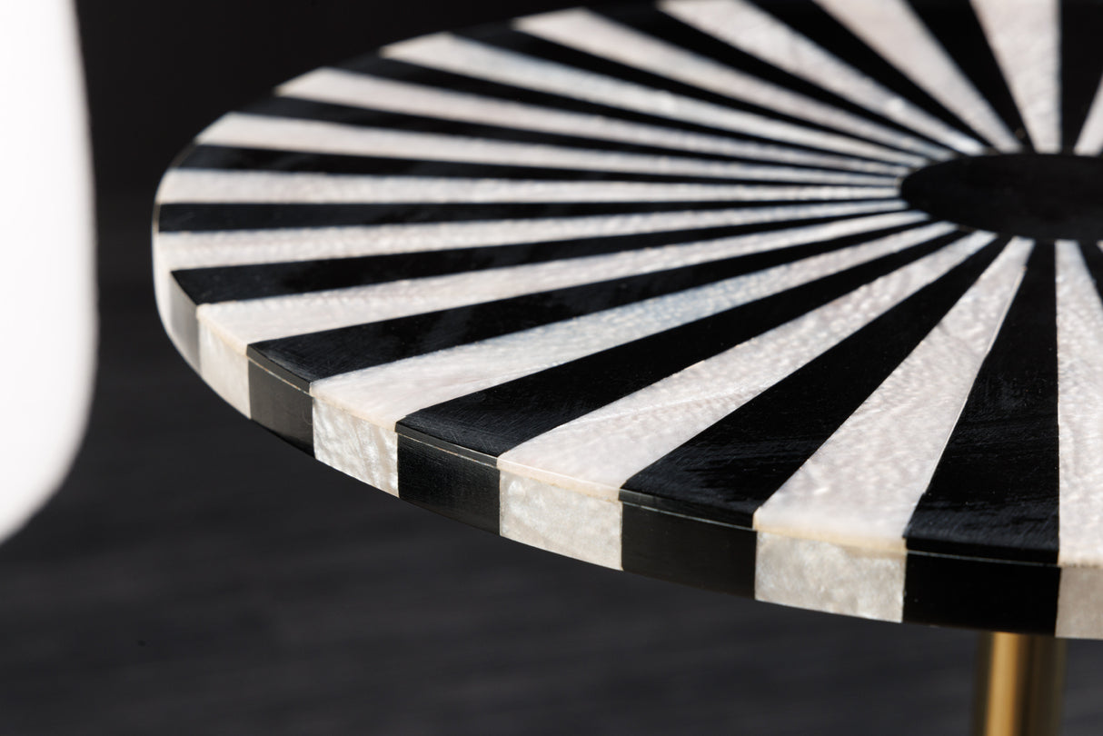 Beistelltisch HARMONY NATURE 55cm schwarz weiß gold