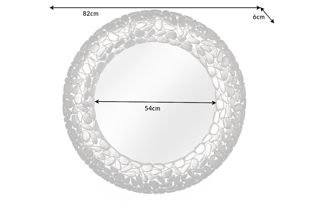 Wall Mirror STONE MOSAIC XL Ø 82cm silver