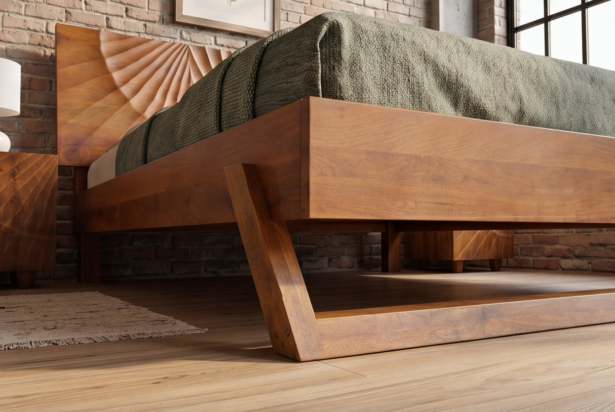 Bett SCORPION 180x200cm Mangoholz braun