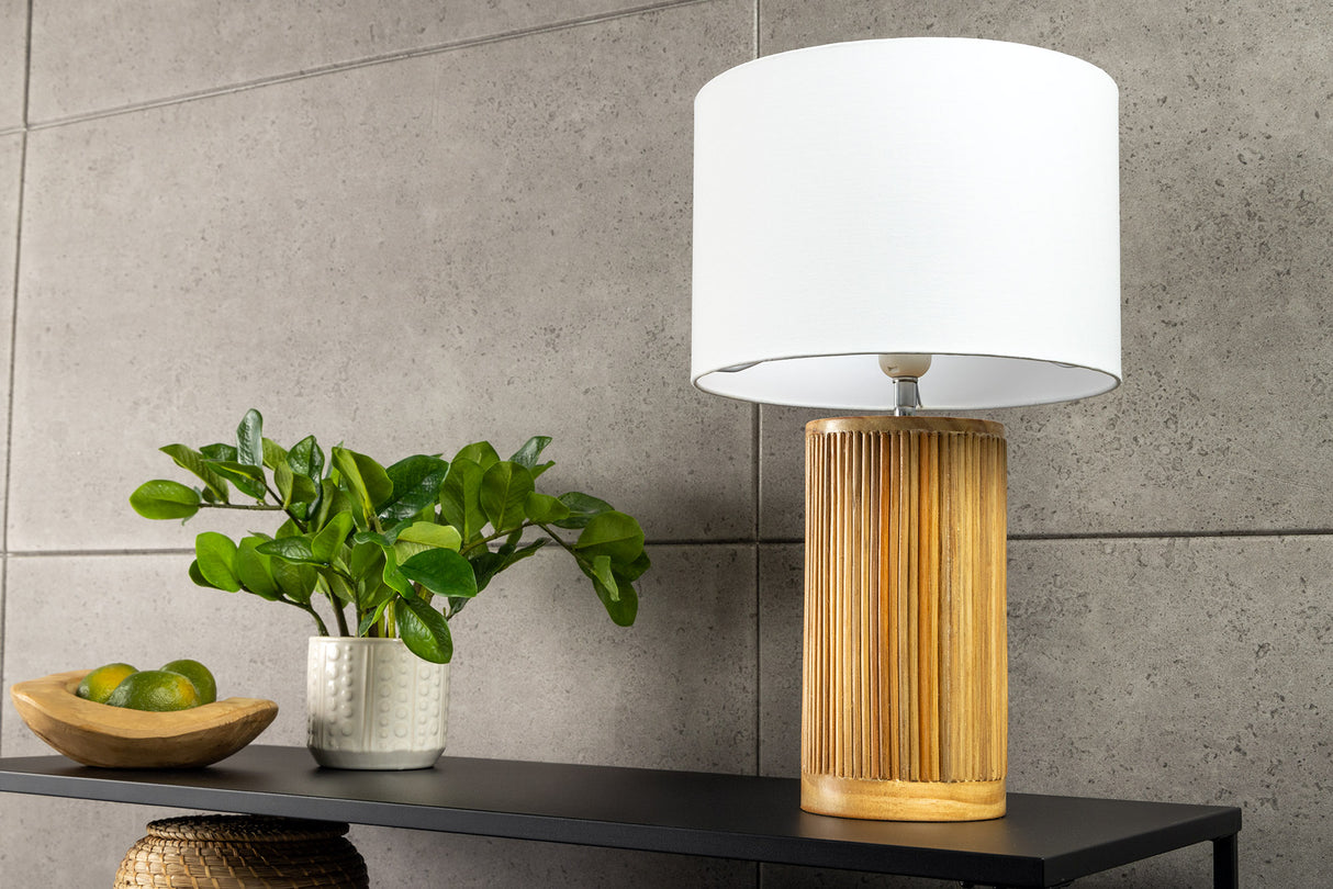 Table lamp GATSBY 50cm willow- and pinewood natural white lampshade