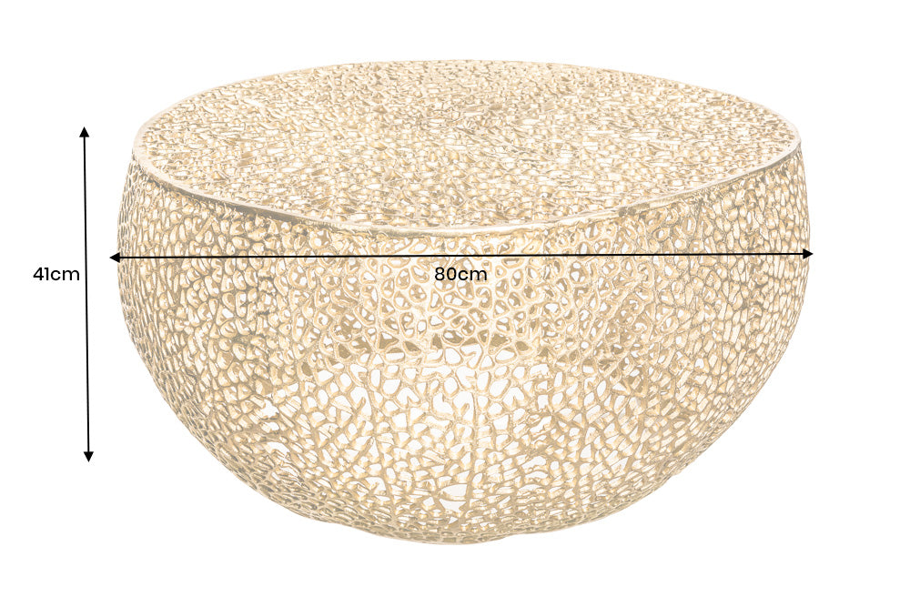 Coffee table LEAF 80cm metal gold handmade