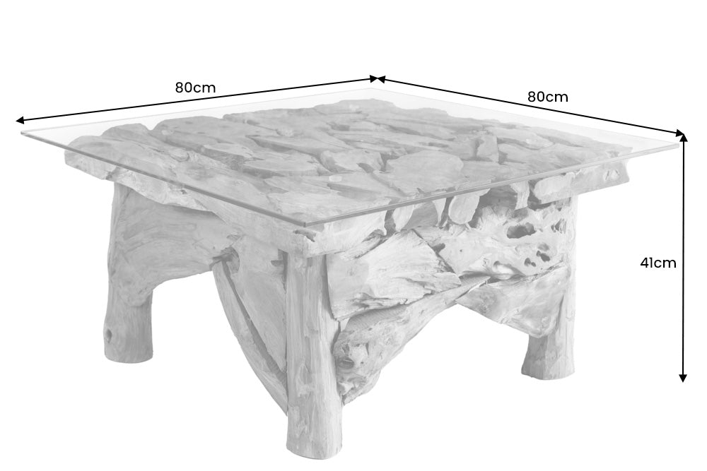 Couchtisch RIVERSIDE 80cm Teakholz ohne Glasplatte