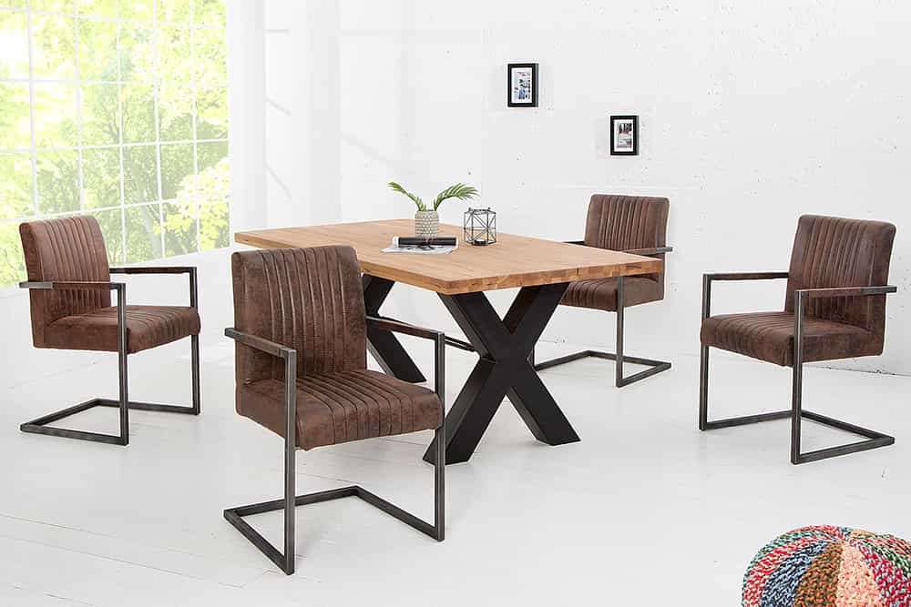 Cantilever chair BIG ASTON with armrests microfibre vintage brown