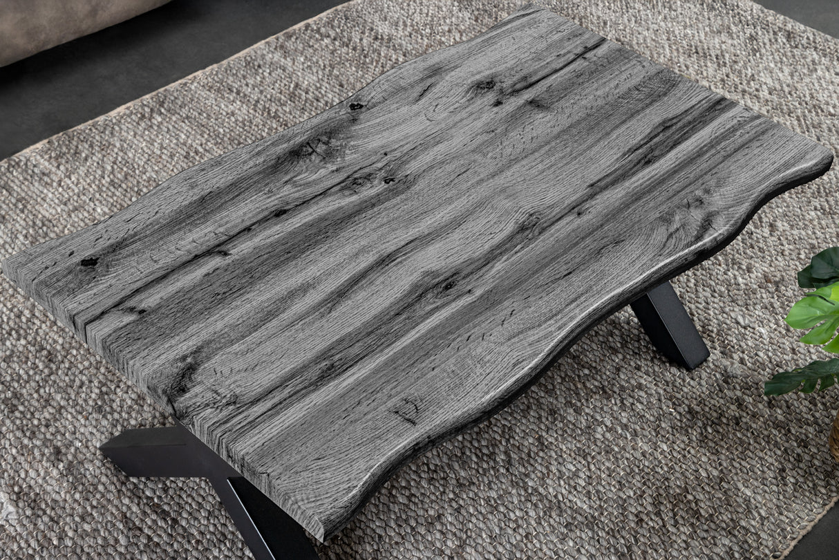 Coffee table WILD 90cm table top 30mm X-legs wild oak look grey