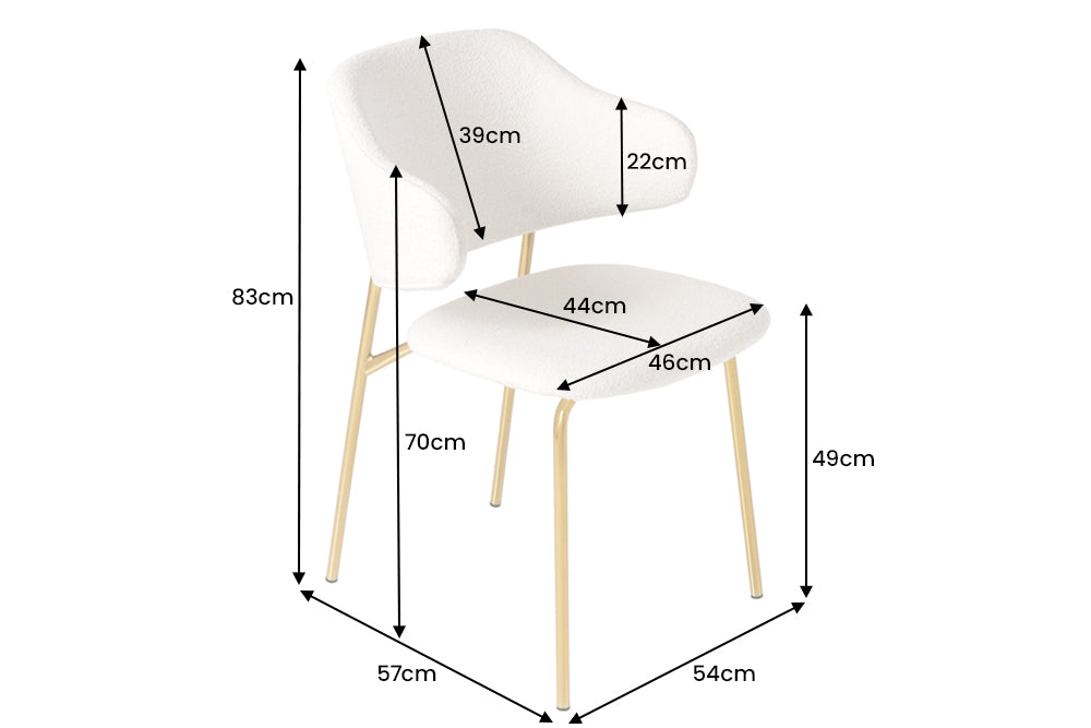 Chair TRACY ALPINE bouclé white golden legs