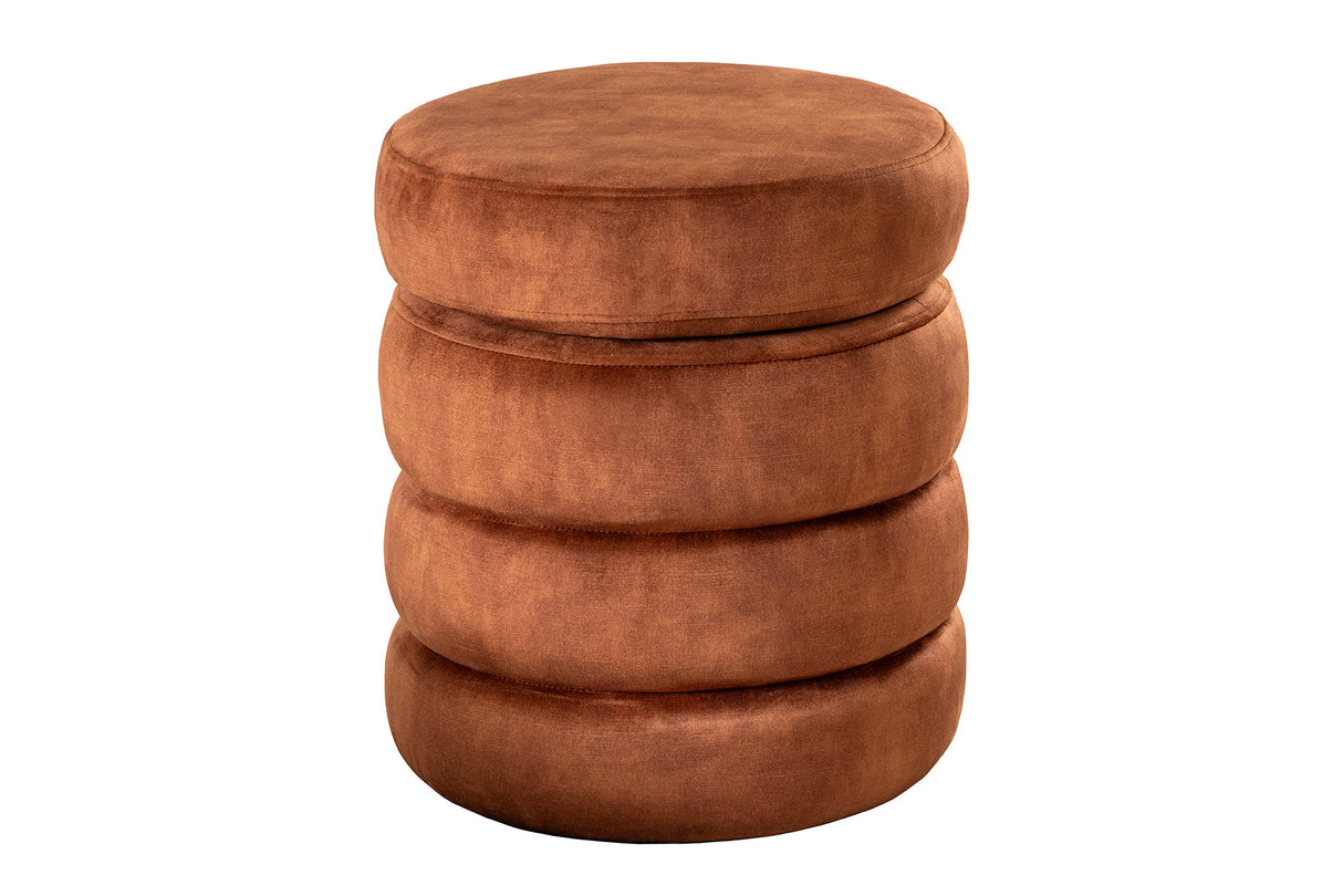 Stool VOQUE 50cm velvet rust brown w/ storage space