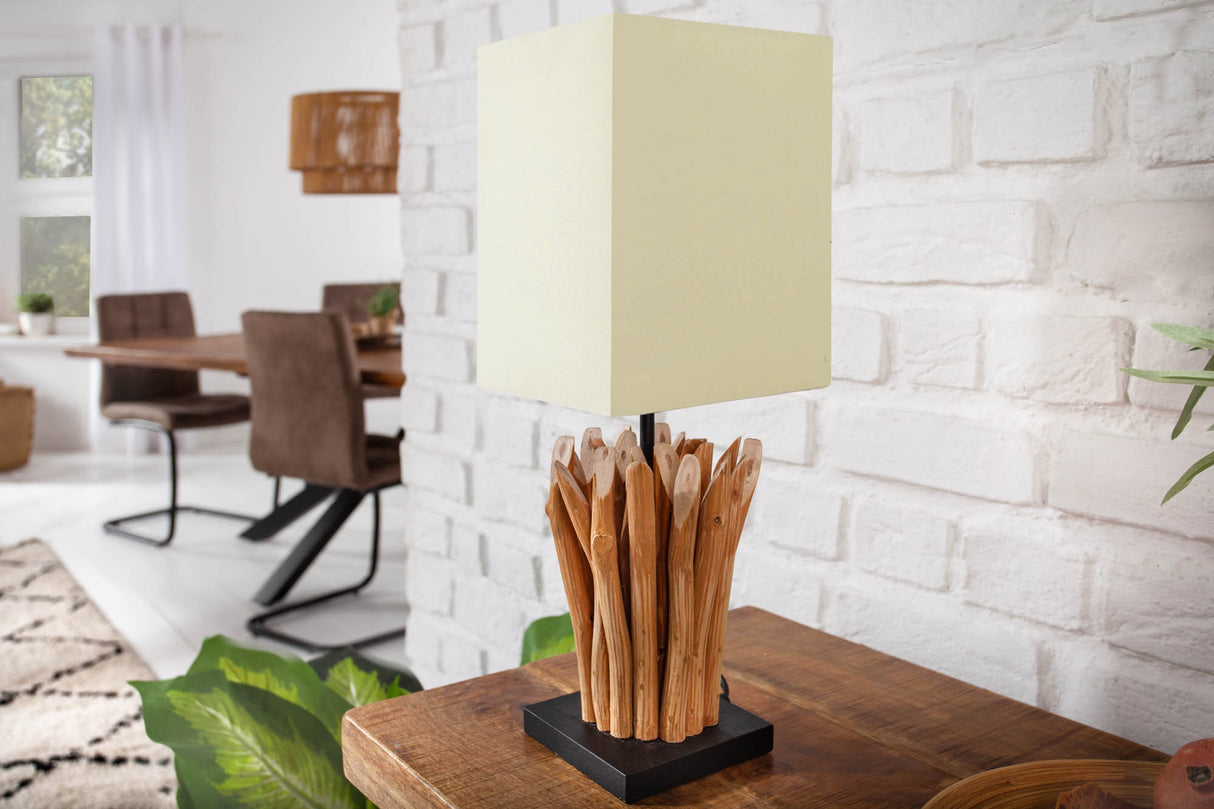 Table lamp EUPHORIA driftwood white linen shade