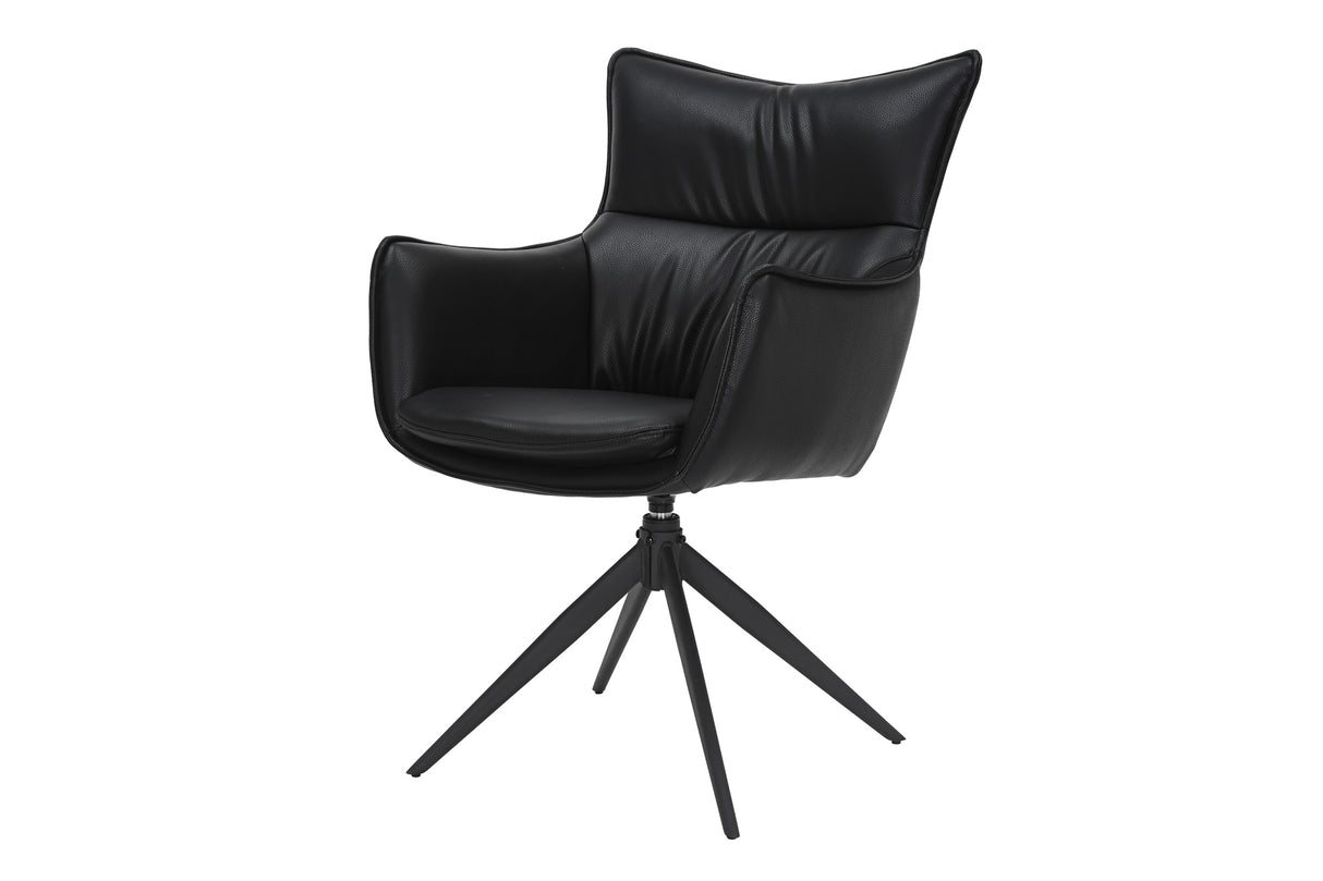Drehstuhl VOGUE 360° mit Armlehnen Kunstleder schwarz mit Metallgestell schwarz