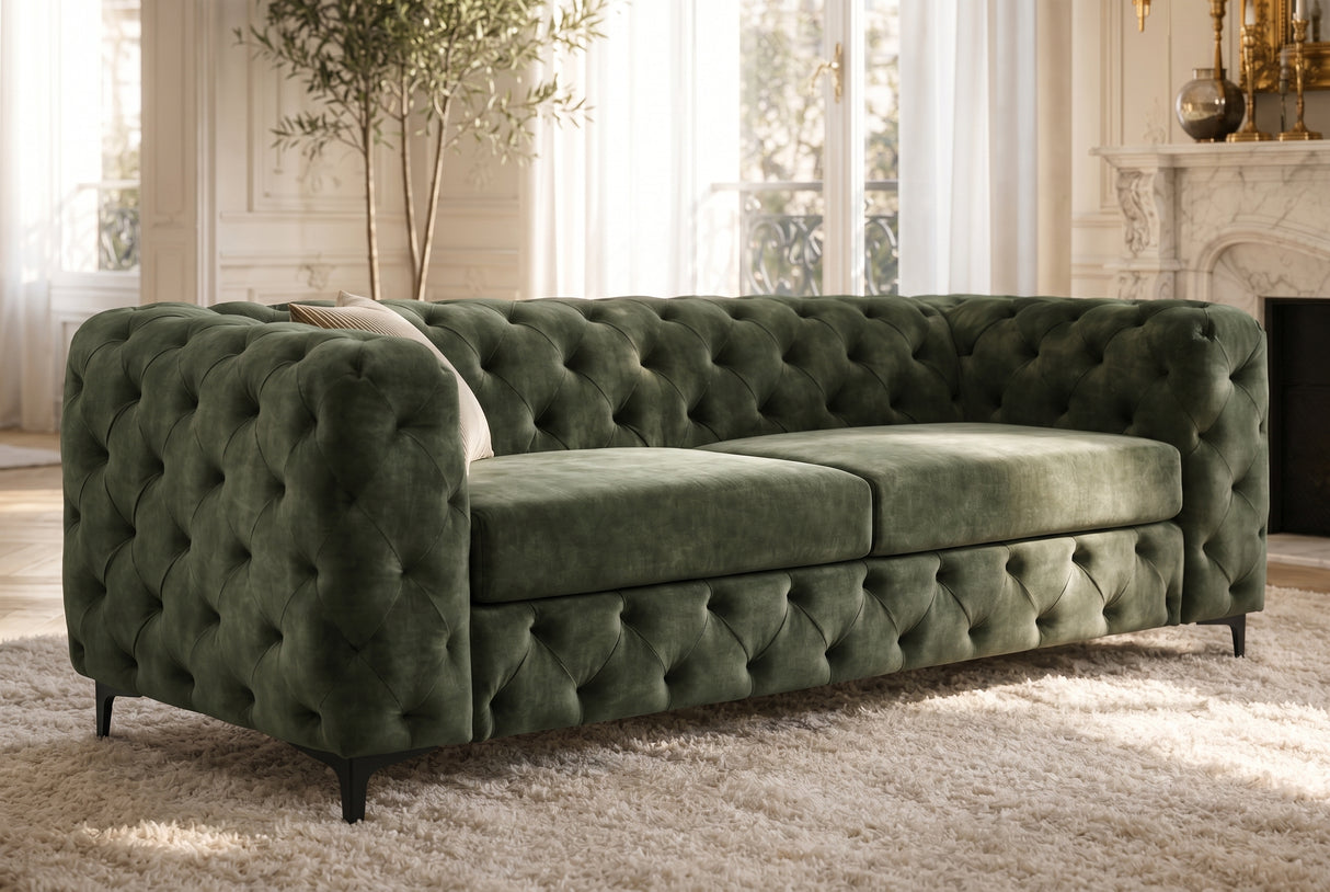 Sofa MODERN BAROCK 235cm 3-seater velvet dark green