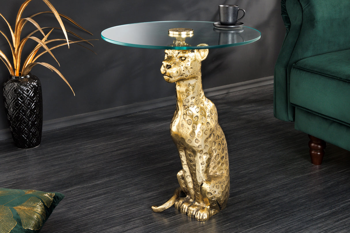 Beistelltisch WILDLIFE PANTHER 60cm Antik Gold