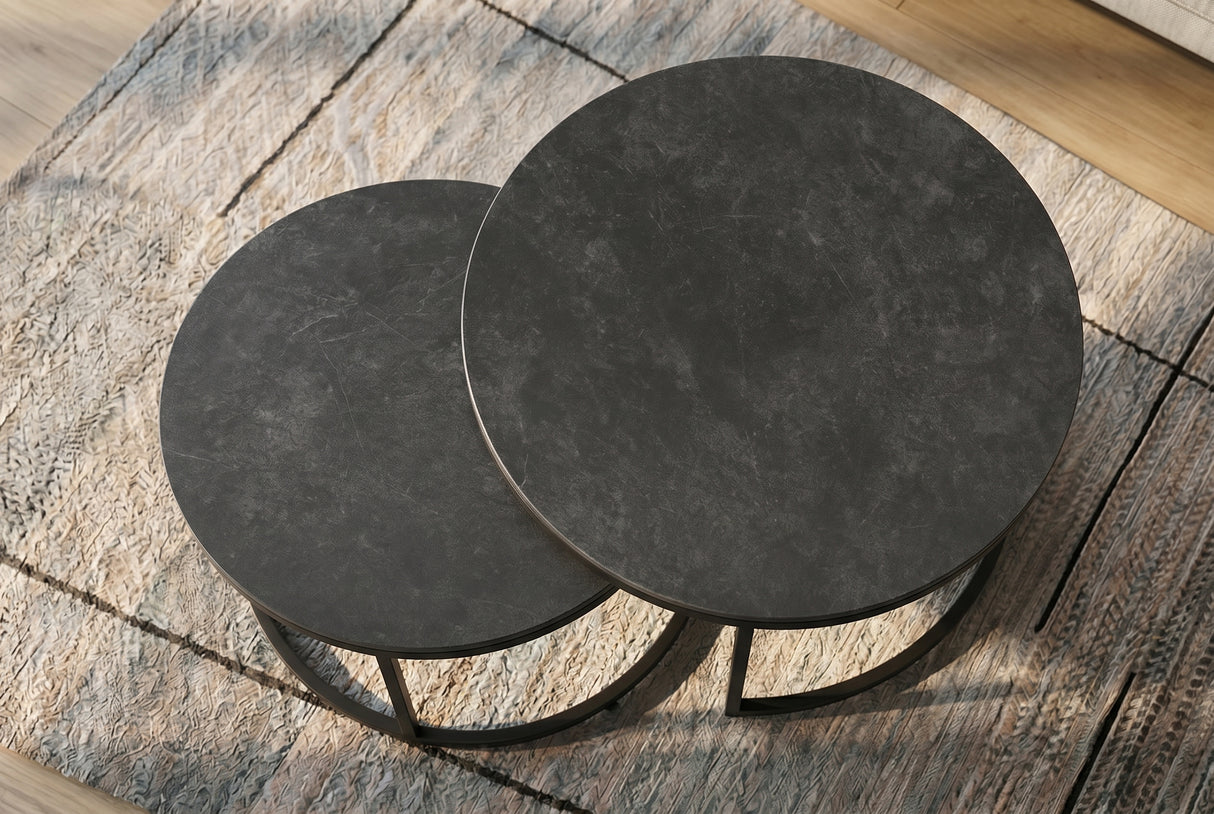 Coffee table ELEGANCE 75cm set of 2 ceramic grey