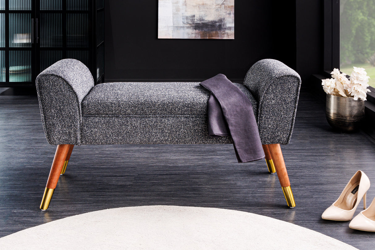 Bench SCARLETT 90cm bouclé anthracite in retro style