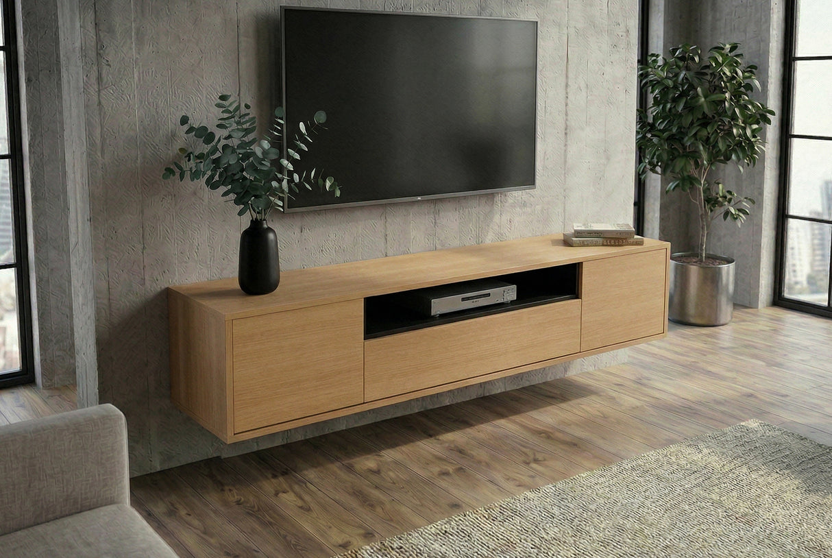 TV-Board LOFT 150 cm hängend natur schwarz