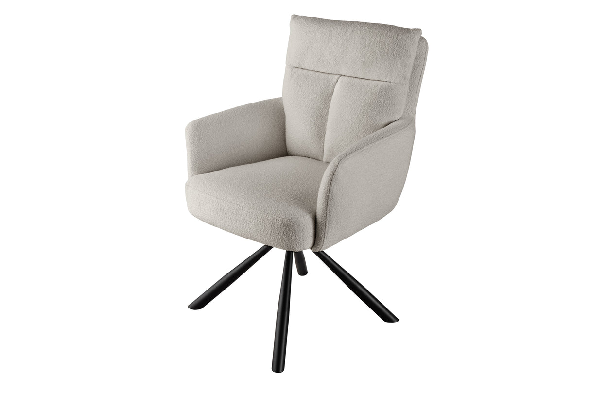 Drehstuhl BIG GEORGE 360° mit Armlehnen Bouclé beige