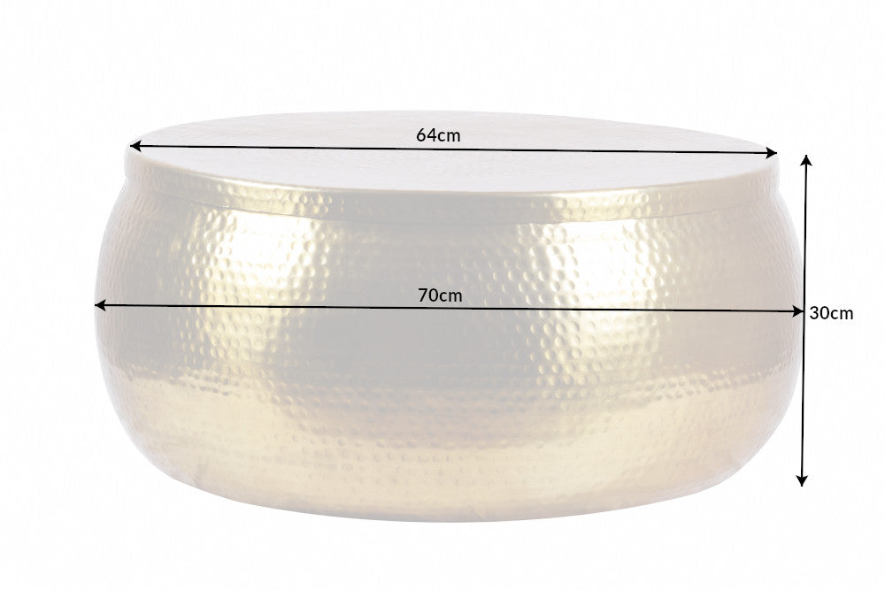 Couchtisch ORGANIC ORIENT 70cm mit Hammerschlageffekt gold