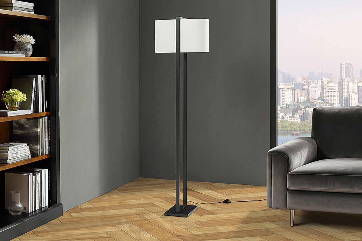 Floor lamp COLLEEN 160cm metal black w/ white lampshade