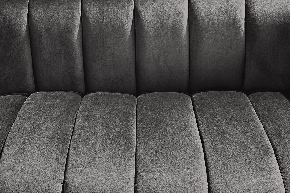 Sofa NOBLESSE 165cm 2-seater velvet grey w/ black feet