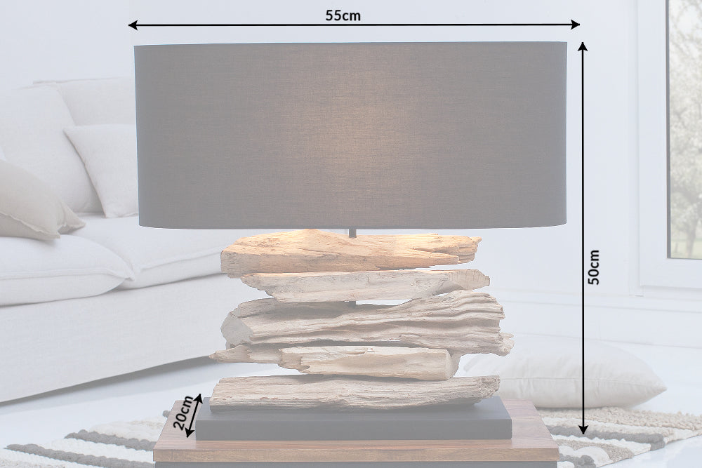 Table lamp RIVERINE II driftwood black linen shade