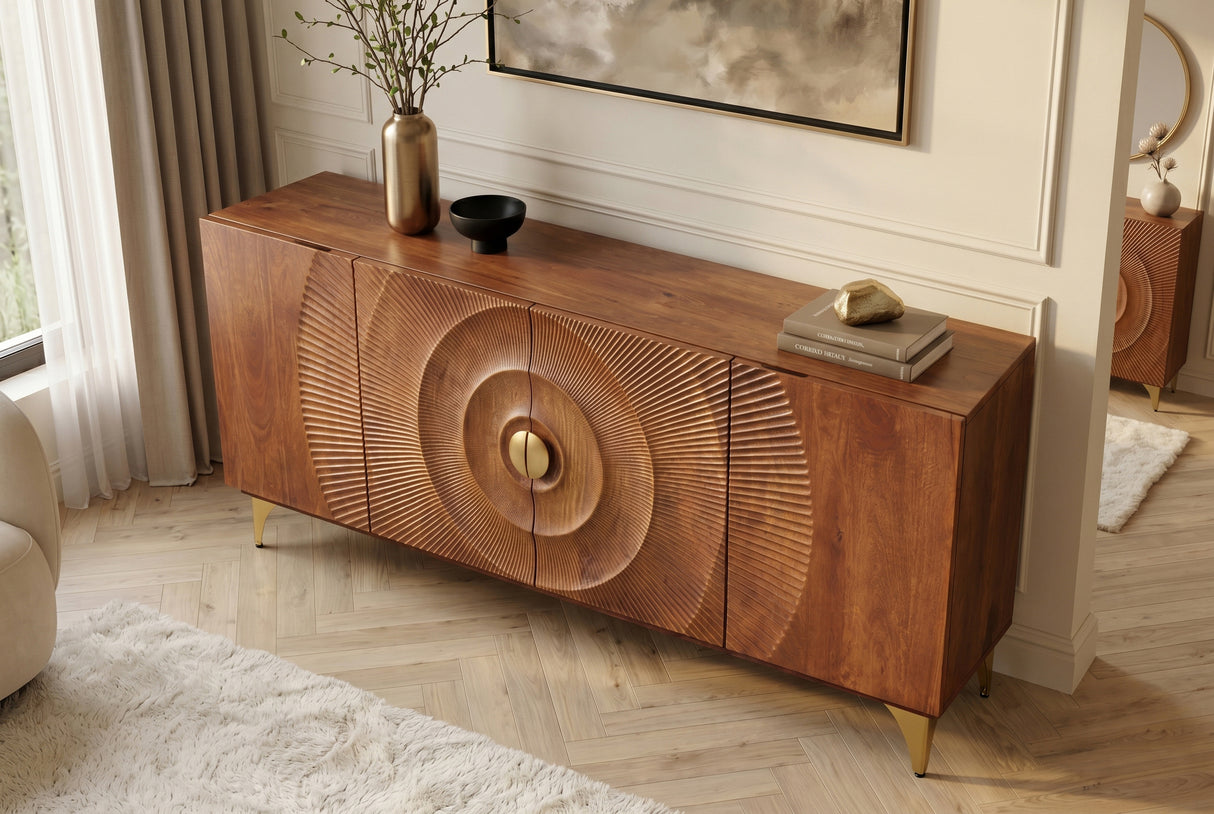 Sideboard GOLDEN SUNSET 180cm 3T Mangoholz braun