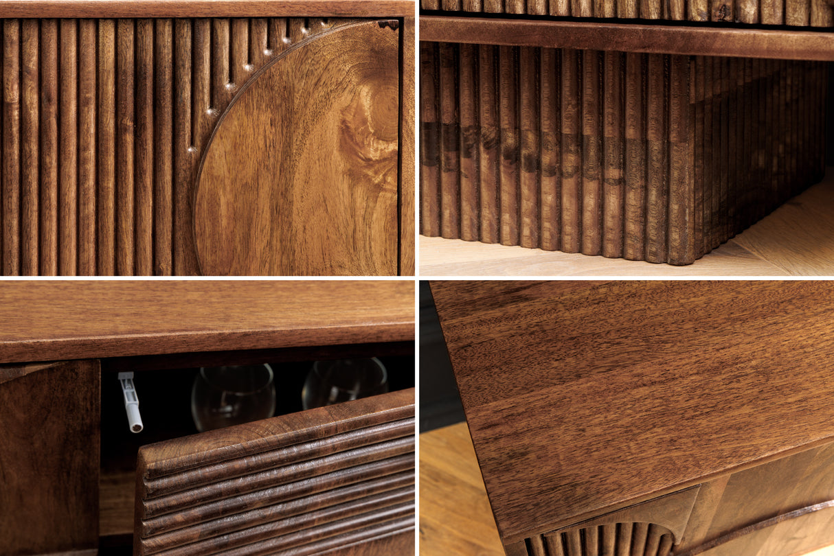 TV Board ART DECO 200cm 3D mango wood brown