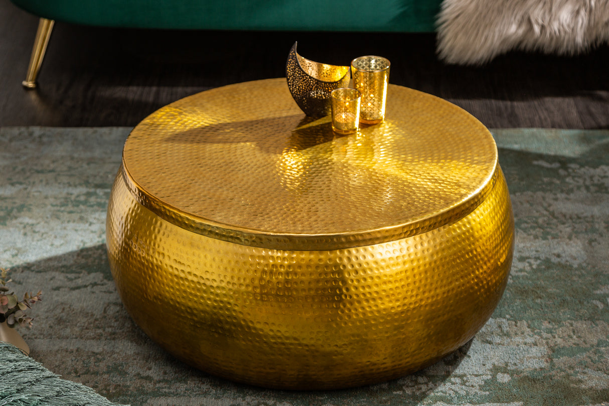 Couchtisch ORGANIC ORIENT 70cm mit Hammerschlageffekt gold