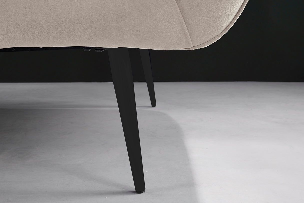 Sofa NOBLESSE 165cm 2-seater textured velvet champagne w/ black feet