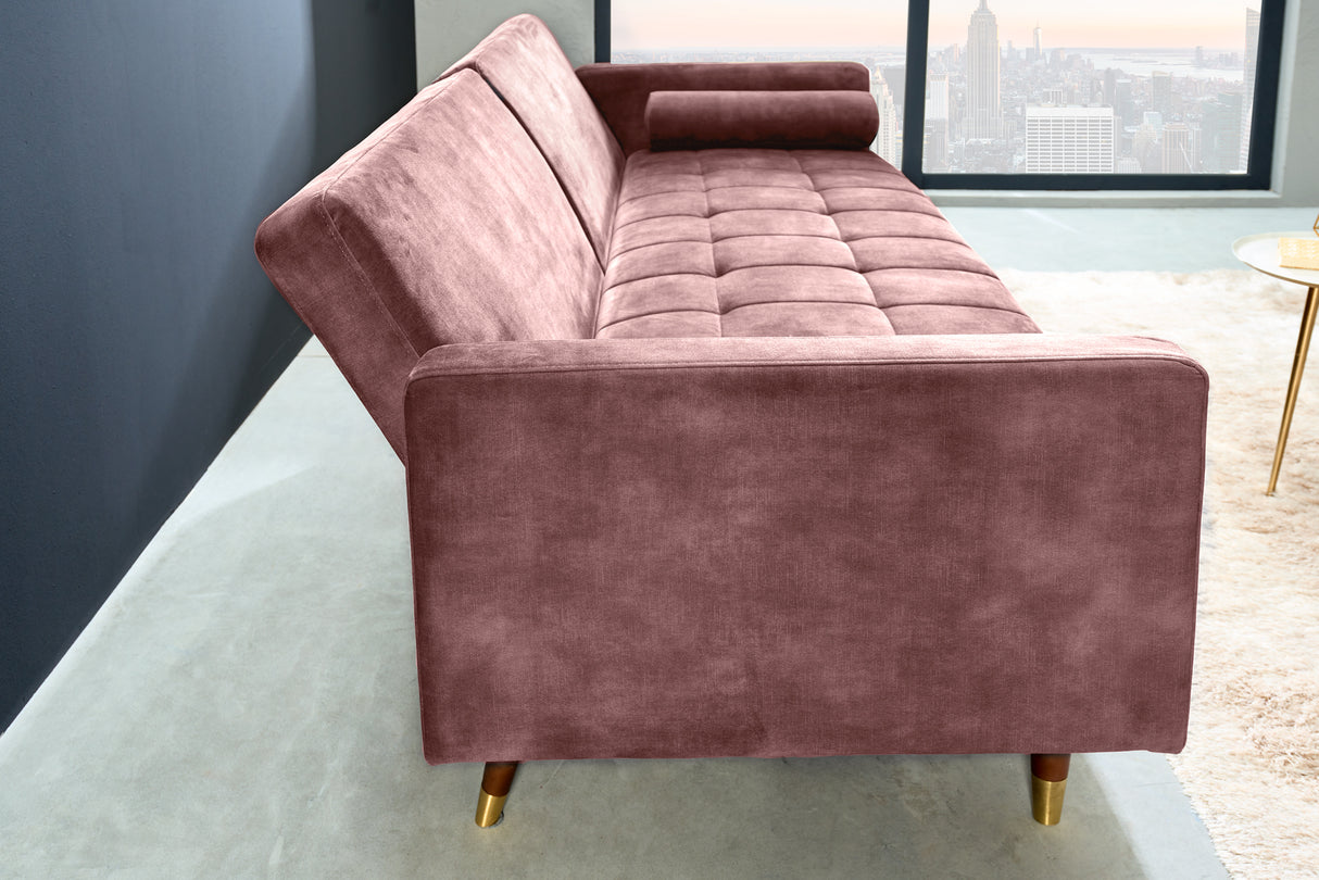 Sofa bed COUTURE 200cm micro velour dusky pink