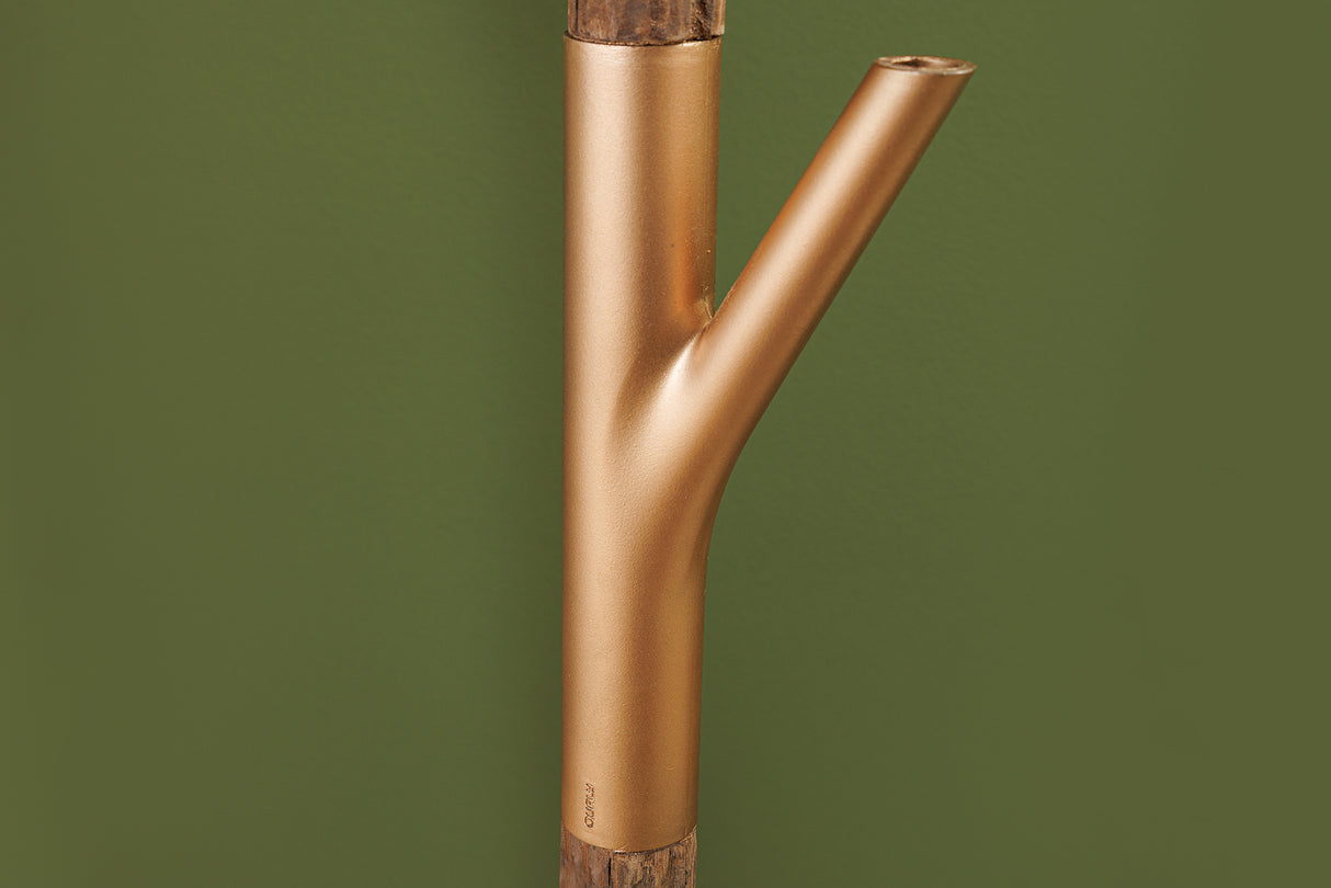 Stehleuchte WARDROBE 150cm Gestell natur gold mit Lampenschirm Schwarzgold