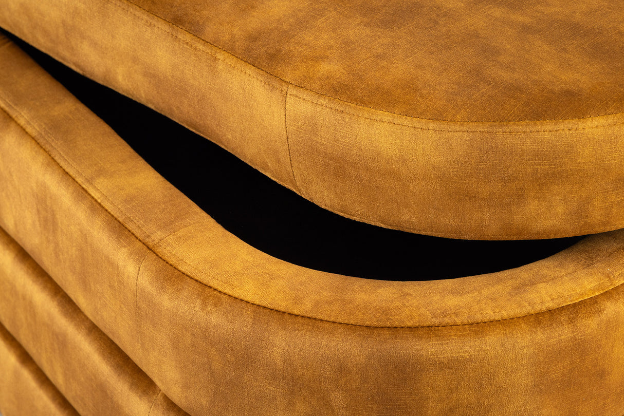 Bench chest VOQUE 115cm velvet mustard yellow w/ storage space bench seat