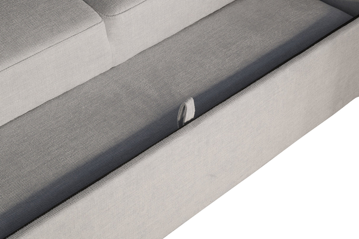 Sofa bed APARTMENT 245cm 3-seater w/ ottoman and storage space textured fabric beige