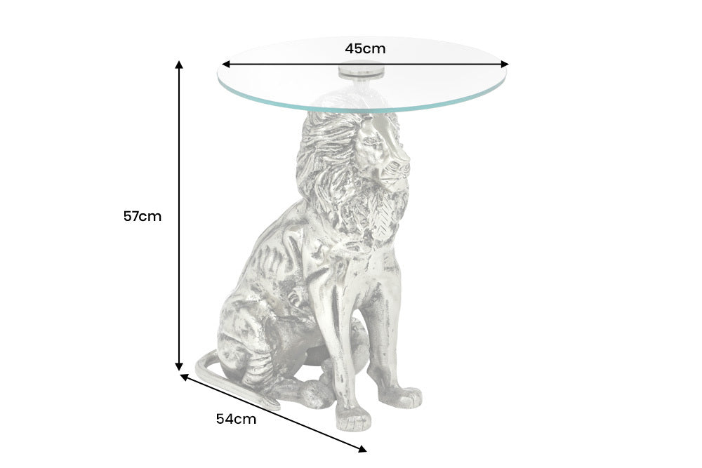 Beistelltisch WILDLIFE LION 60cm antik silber