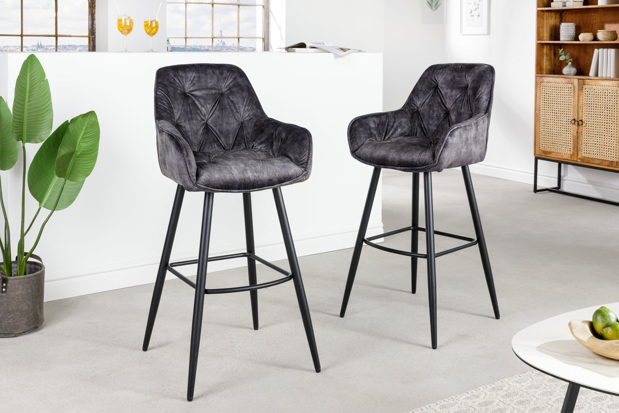 Bar stool MILANO 75cm velvet grey