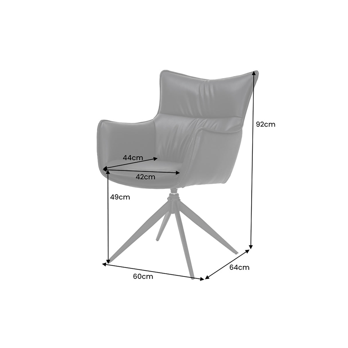 Drehstuhl VOGUE 360° mit Armlehnen Kunstleder braun mit Metallgestell schwarz