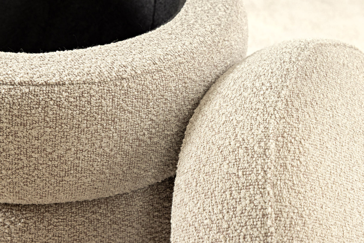 Stool VOQUE 50cm bouclé taupe w/ storage space