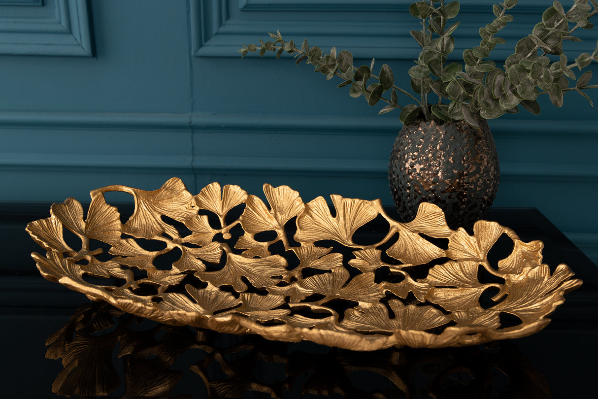Dekoschale GINKGO BLÄTTER 50x30cm gold
