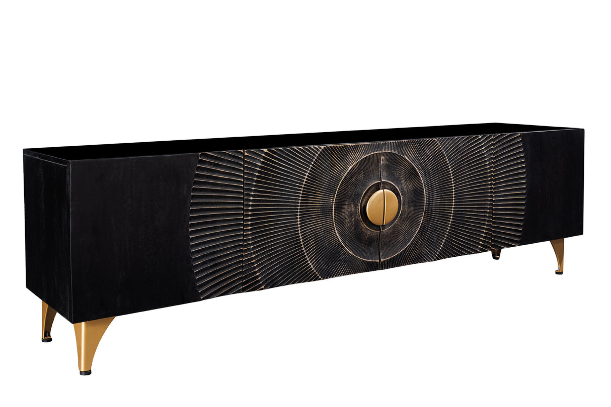 TV-Board GOLDEN SUNSET 180cm 3D Mangoholz schwarz