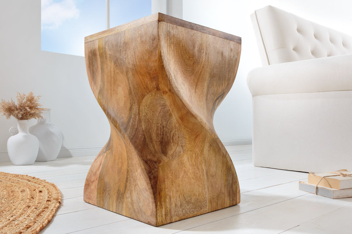 Beistelltisch Hocker TWIST 45cm Mangoholz