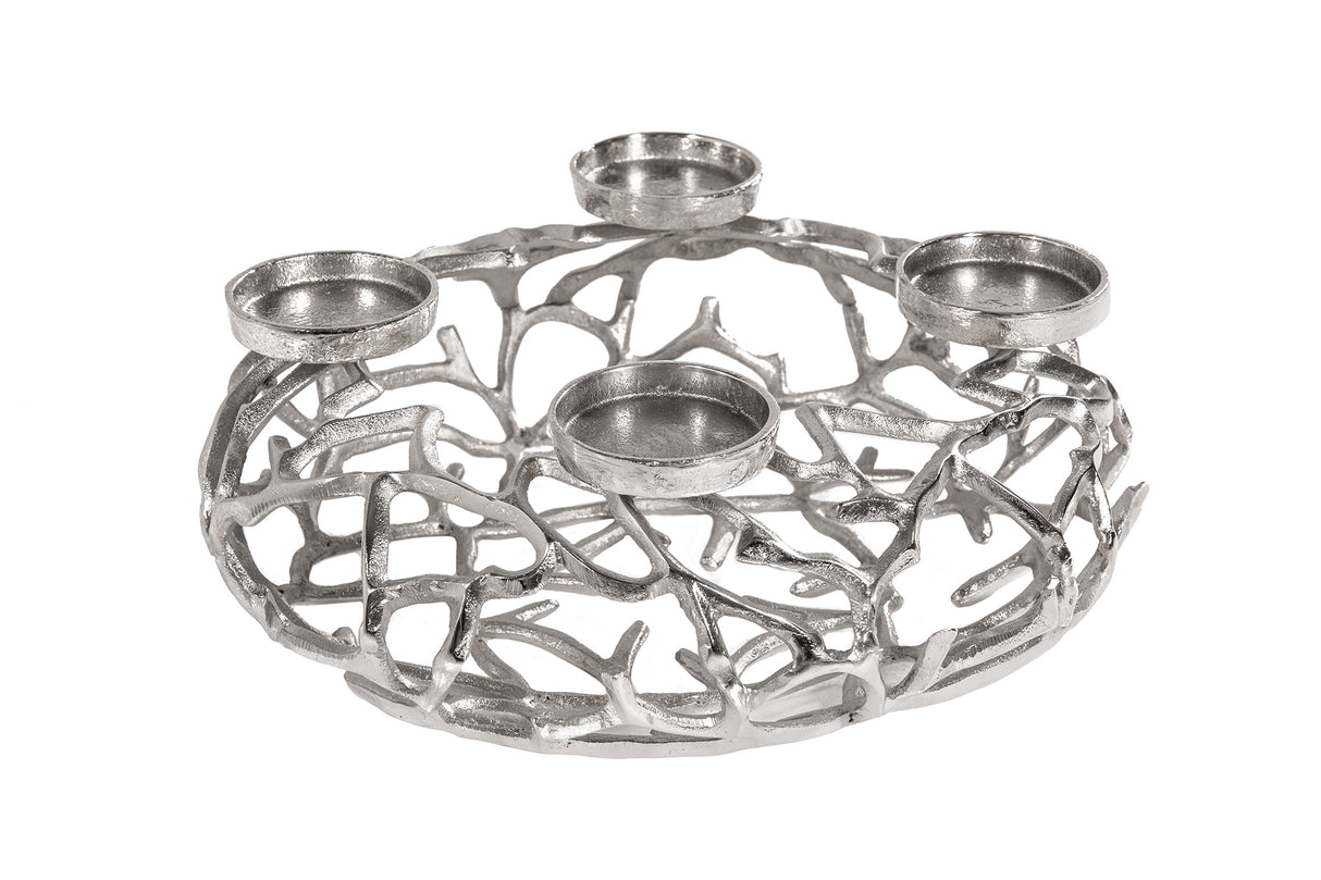 Candleholder ABSTRACT 38cm 4 flames silver