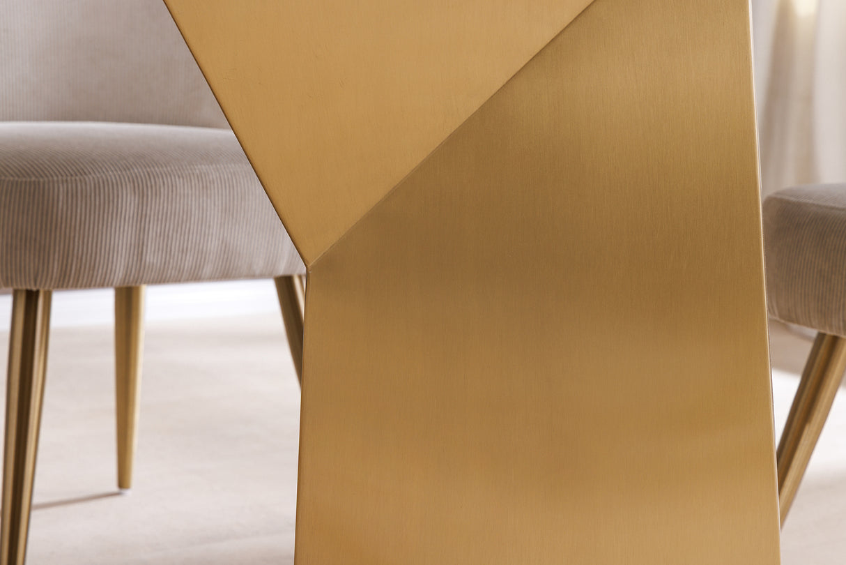 Dining table EXTRAVAGANCIA 200cm w/ champagne golden legs white marble top