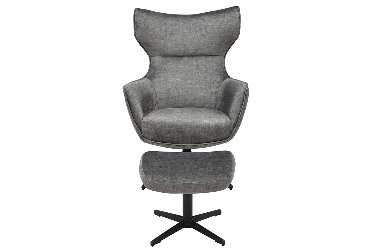 Sessel VOGUE 360° drehbar Samt grau mit schwarzem Metallgestell