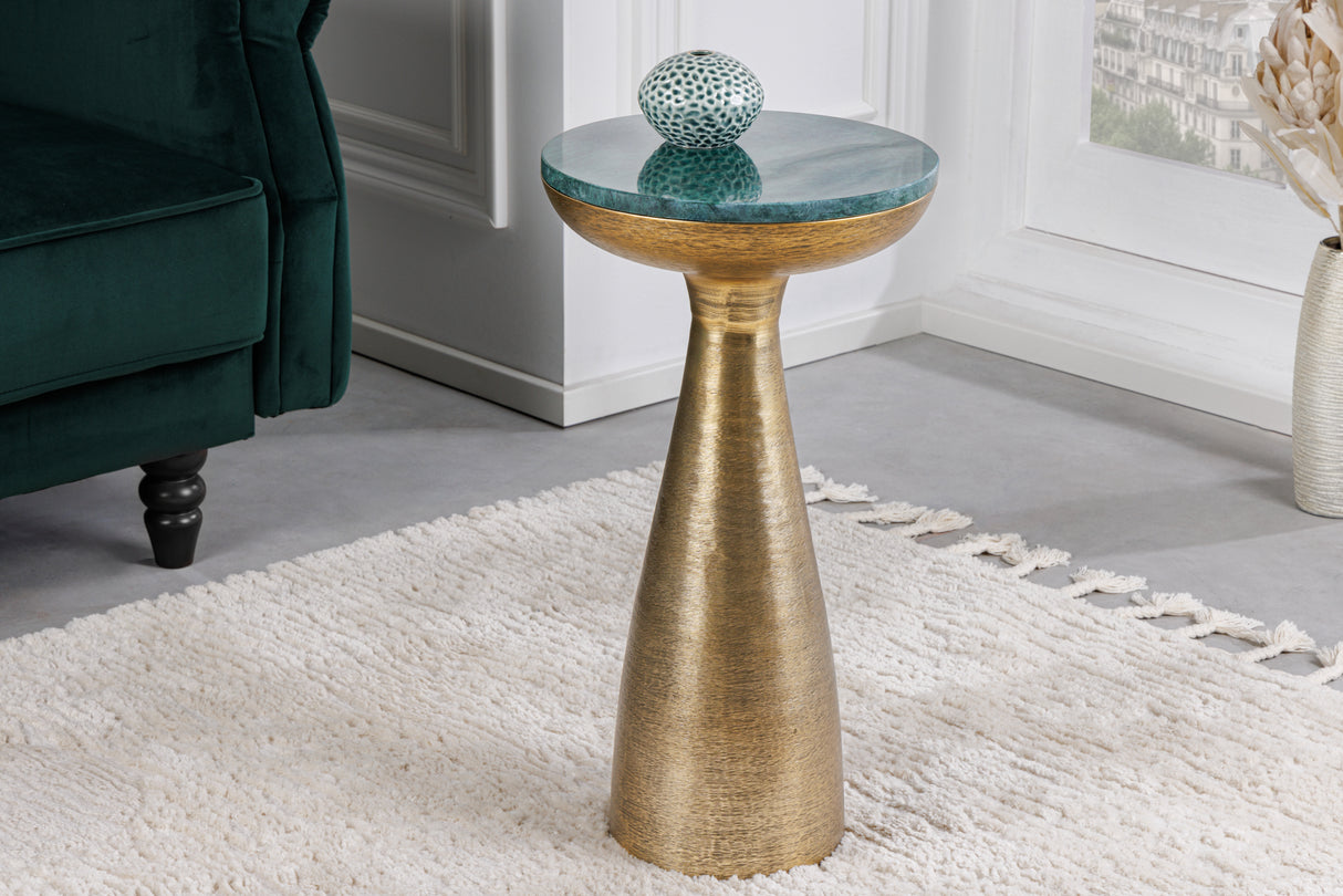 Beistelltisch ELEMENTS 55cm gold mit abnehmbarer Marmorplatte grün