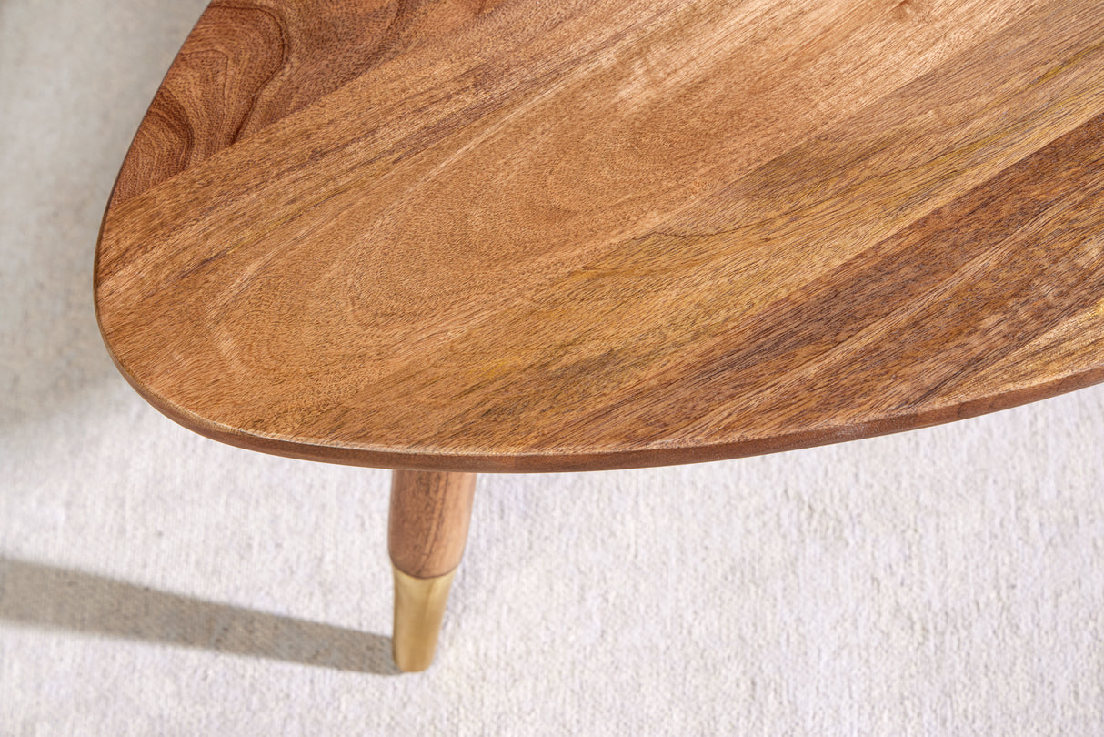 Couchtisch GATSBY 110cm Retro-Stil Mangoholz braun golden