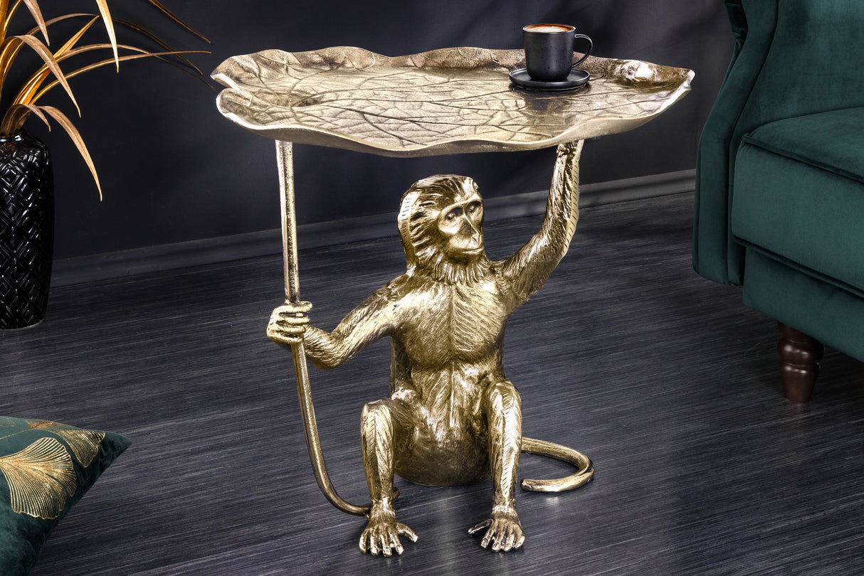 Side table WILDLIFE MONKEY 55cm antique gold