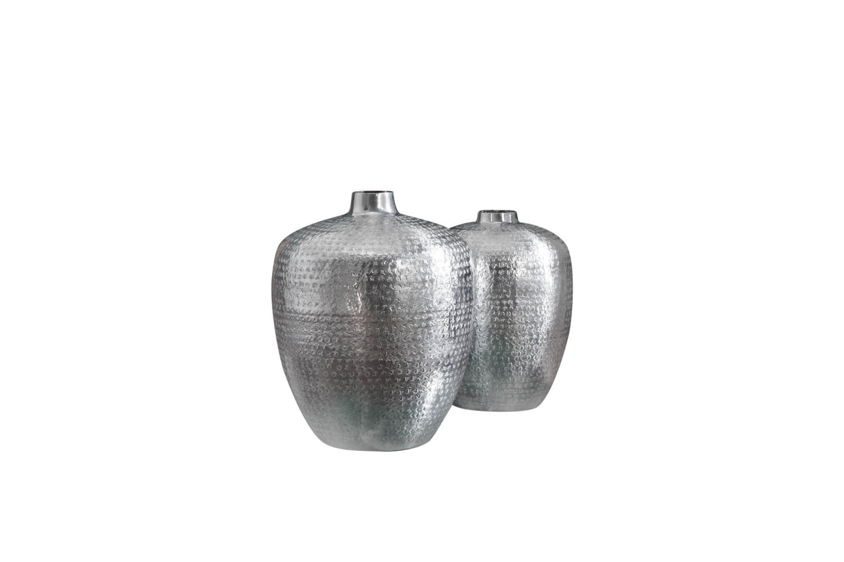Vase ORIENTAL 2er Set mit Hammerschlageffekt silber