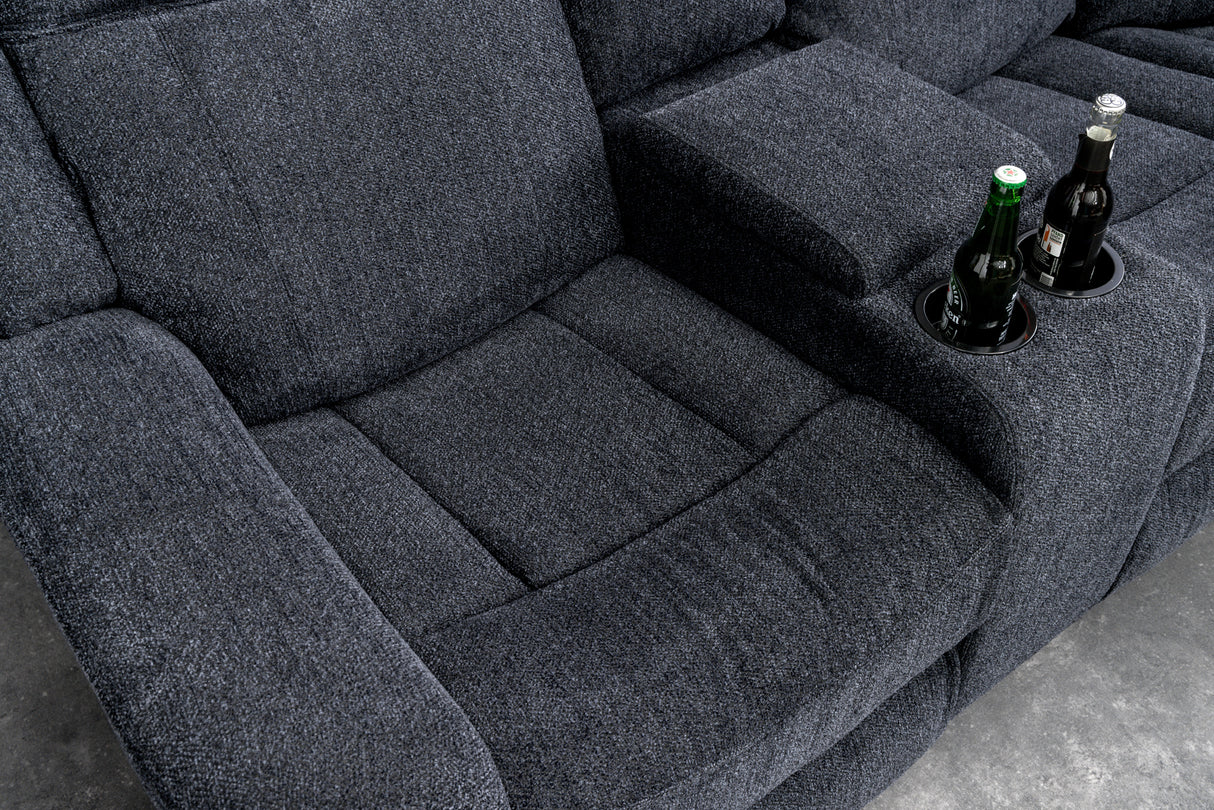 Cinema armchair HOLLYWOD 5-seater textured fabric dark grey